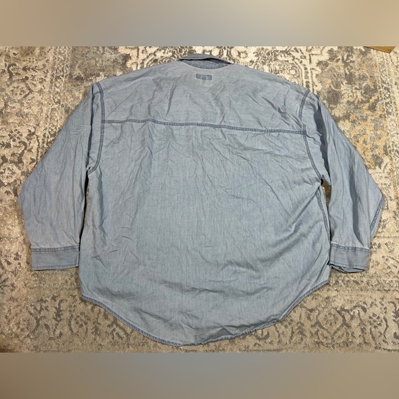 Express Boyfriend Button Up Shirt Blue Denim Women’s Size XL - Picture 5 of 7